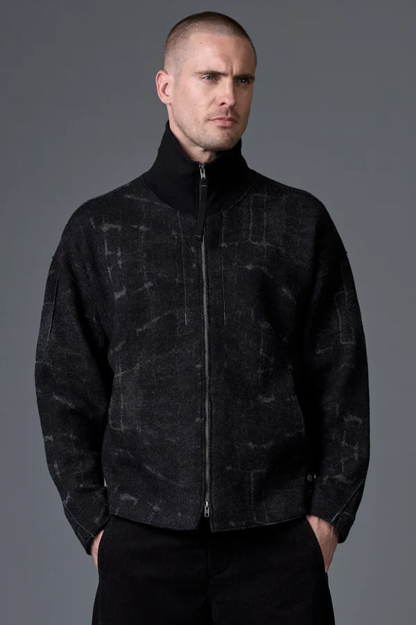 TRANSIT UOMO Giubbino oversize zippato in jacquard di lana vergine e viscosa