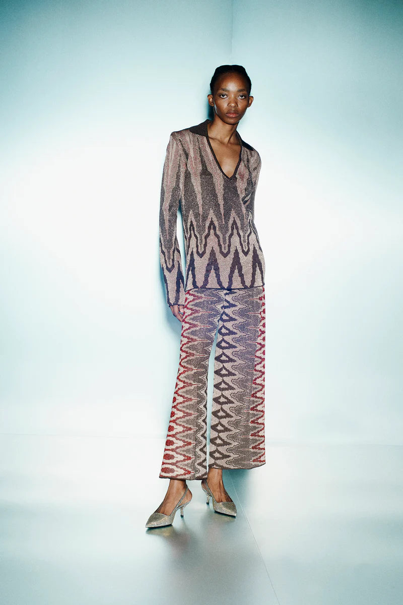 CIRCUS HOTEL PANTALONE CROPPED JACQUARD  \ MAGLIA