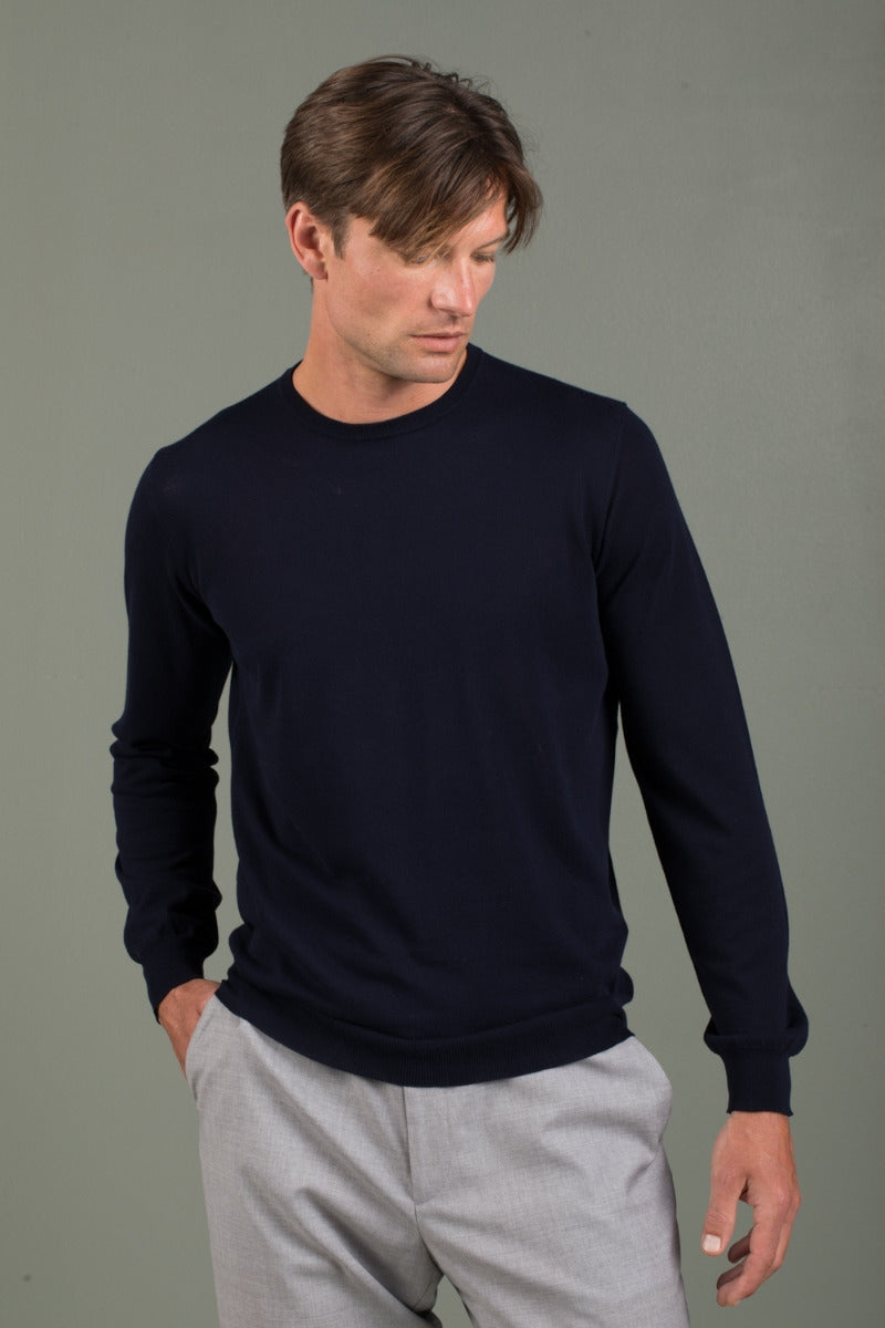 KANGRA CASHEMERE Maglia girocollo Rasato 100% Cotone Fin.14