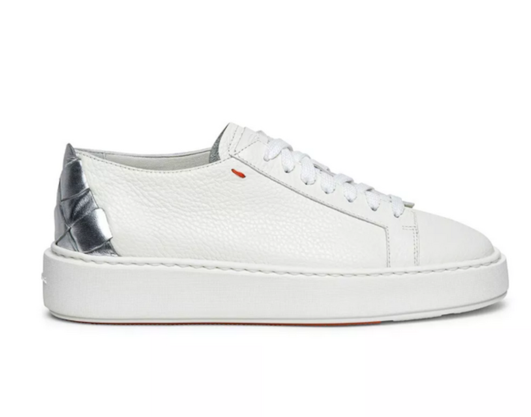 SANTONI SNEAKERS  DONNA DERBY  WHITE ARGENTO