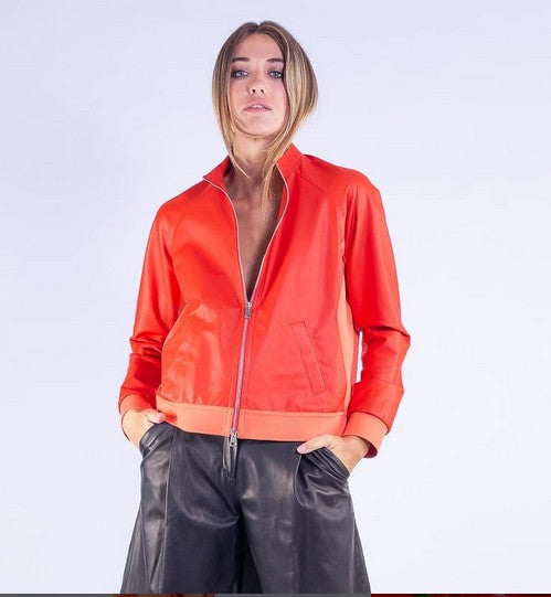 LIVEN BOMBER   ROSSO PELLE JERSEY